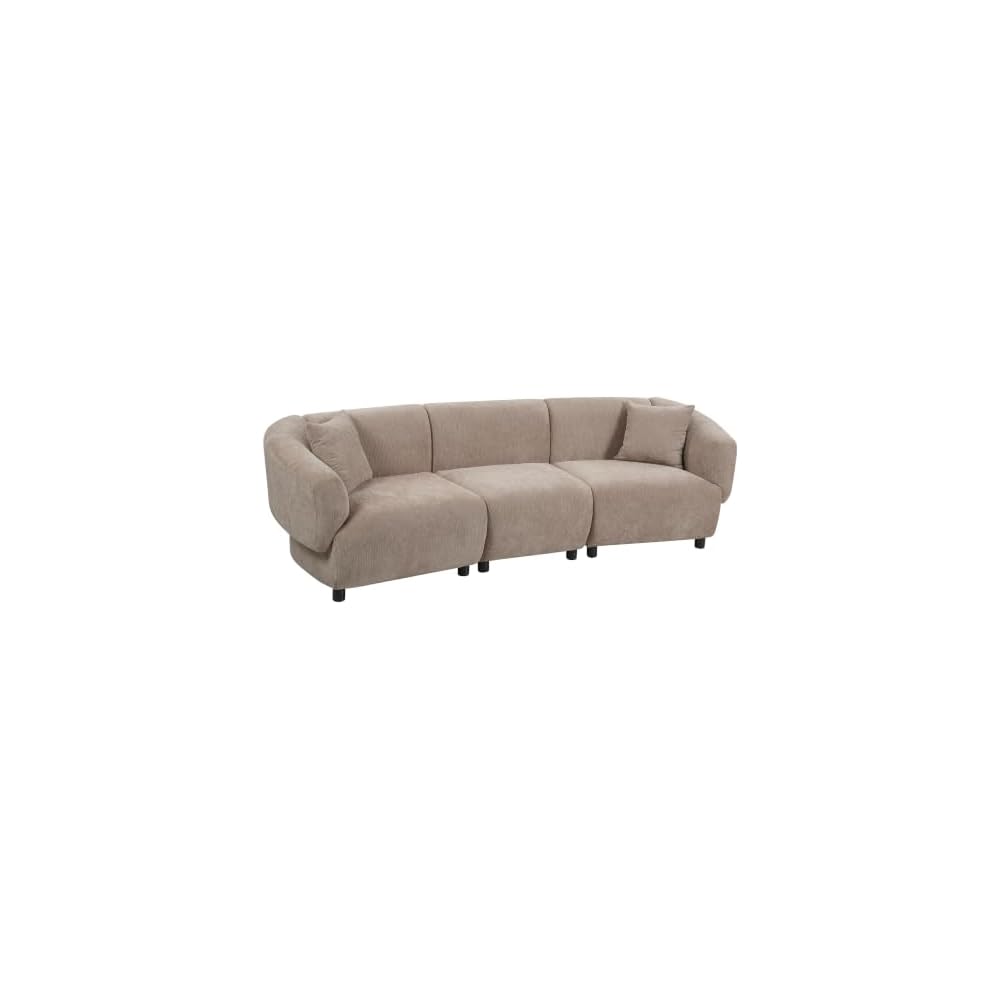 Obito Fabric Upholstered 3-Seater Sofa, Modern Home Sofa Living Room, Wooden Large Upholstered Sofa Couch for Apartment/Home Office, Espresso
