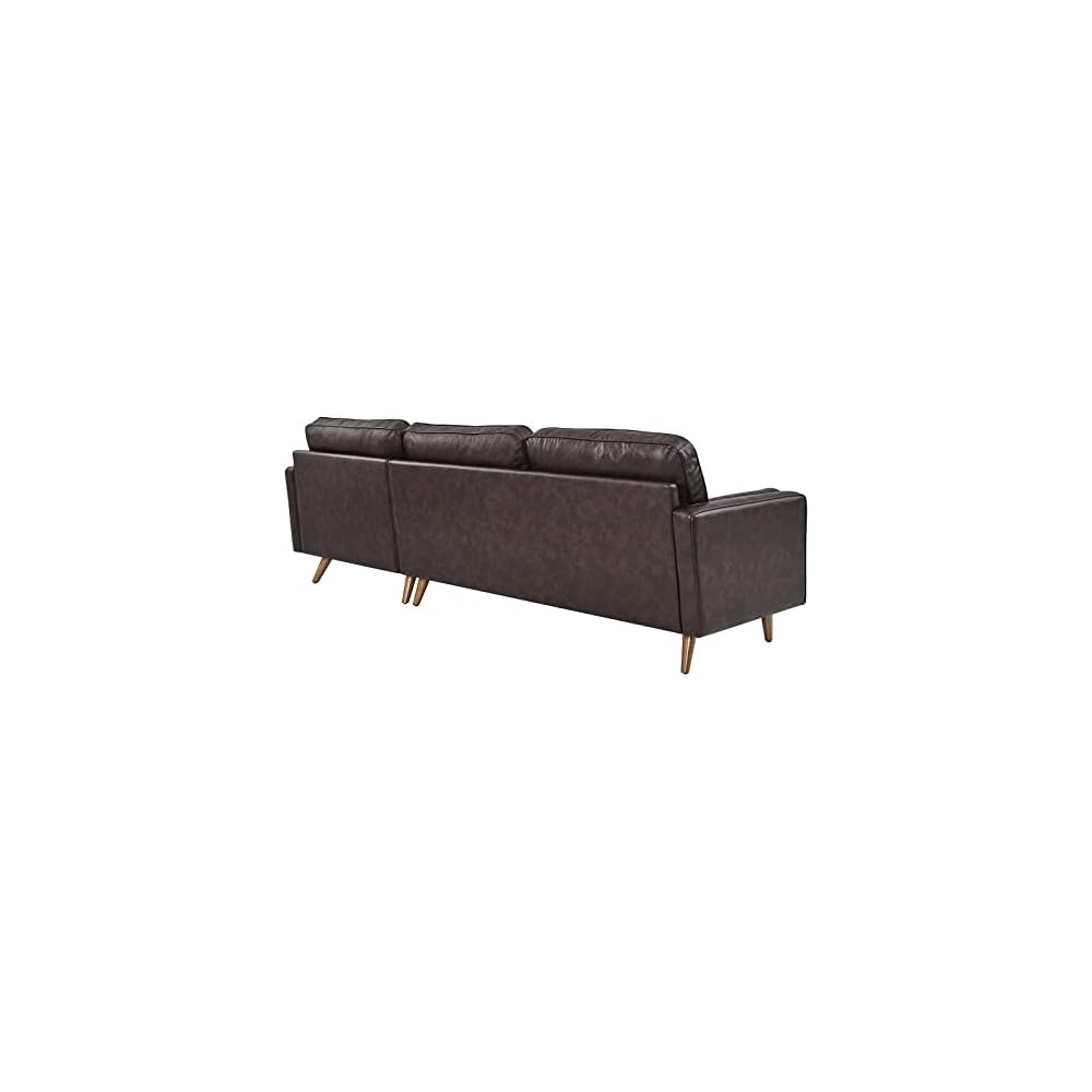 EEI-5873-BRN Valour 98" Leather Sectional Sofa, Brown