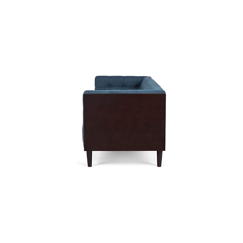 McLarnan Tufted 3 Seater Sofa - Navy Blue/Brown