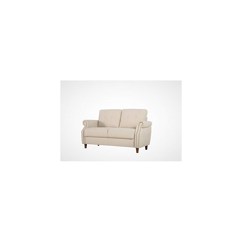 Briscoe Ultra Modern Upholstered Button Tufted Back Living Room Loveseat, 57.48" Beige