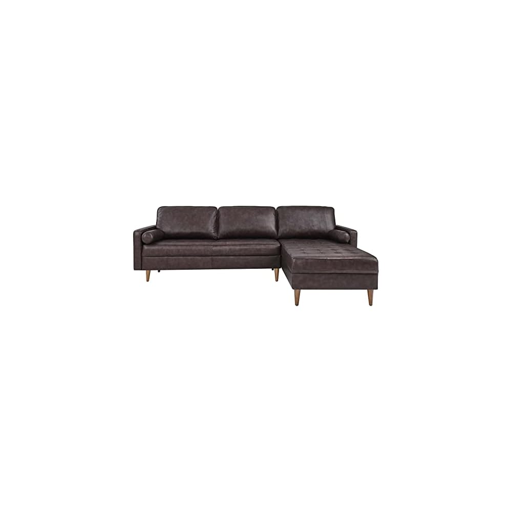 EEI-5873-BRN Valour 98" Leather Sectional Sofa, Brown