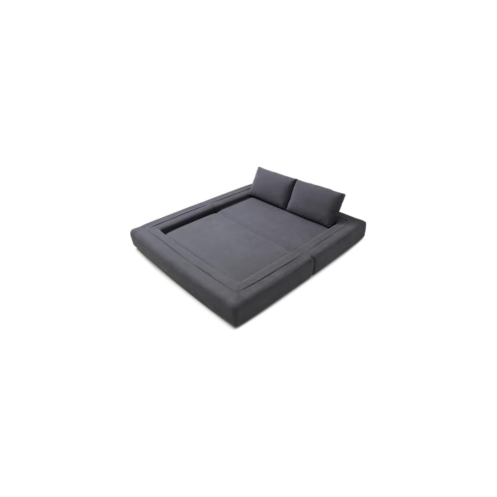 81” Convertible Sleeper Sofa Bed, High Back Plush Corduroy Boneless Futon Loveseat with Pull Out Bed, Folding Floor Mattress Couch, No Assembly Required (Gray)