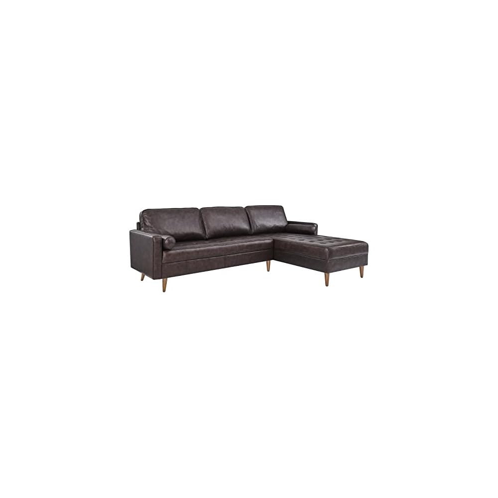 EEI-5873-BRN Valour 98" Leather Sectional Sofa, Brown