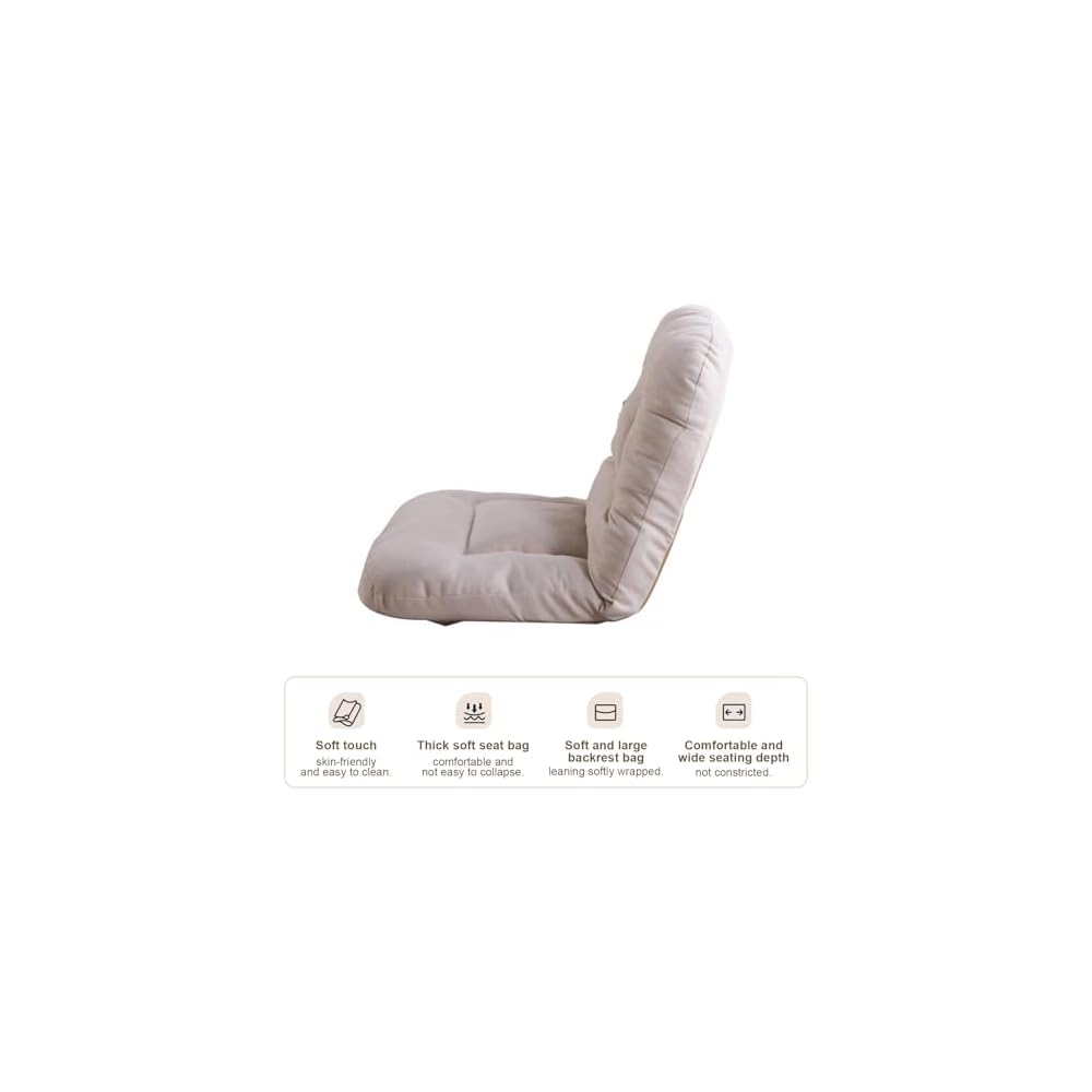 Adjustable Floor Lazy Sofa Chair,Multi-Position Comfy Lazy Floor Sofa Couch,Foldable Gaming Chair with Back Support for Adult (Grey)