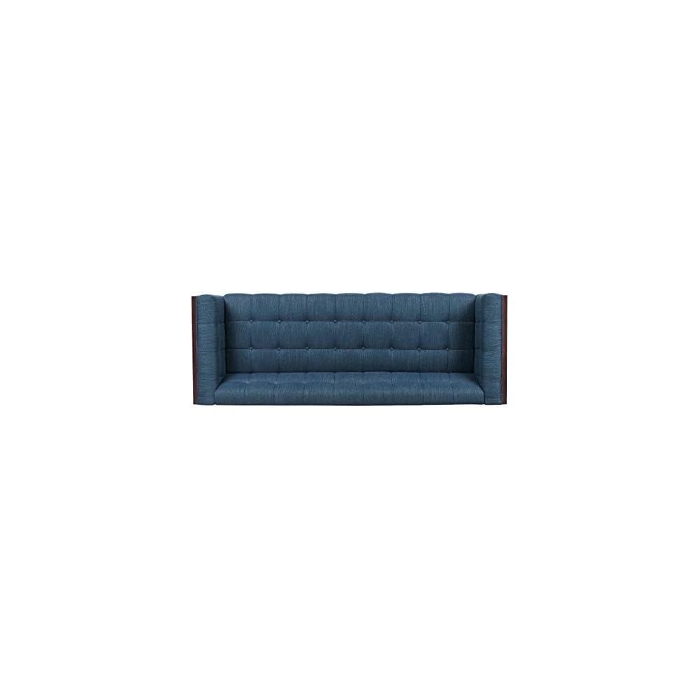 McLarnan Tufted 3 Seater Sofa - Navy Blue/Brown