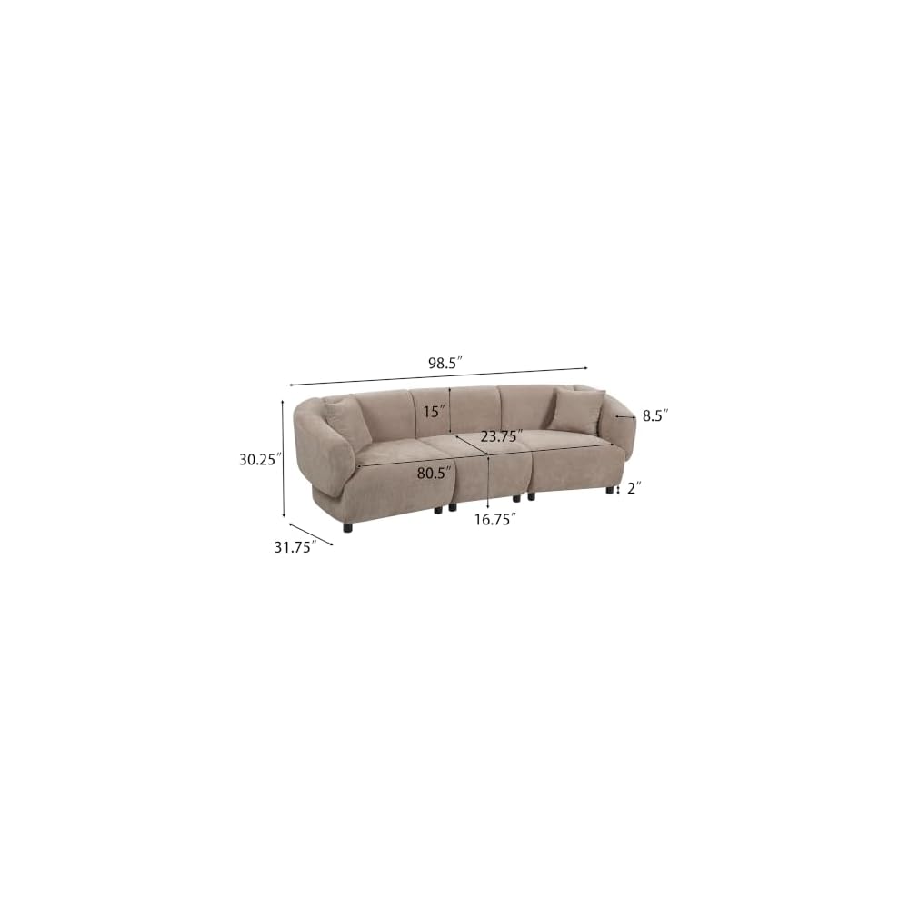 Obito Fabric Upholstered 3-Seater Sofa, Modern Home Sofa Living Room, Wooden Large Upholstered Sofa Couch for Apartment/Home Office, Espresso
