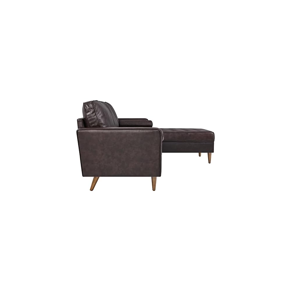 EEI-5873-BRN Valour 98" Leather Sectional Sofa, Brown