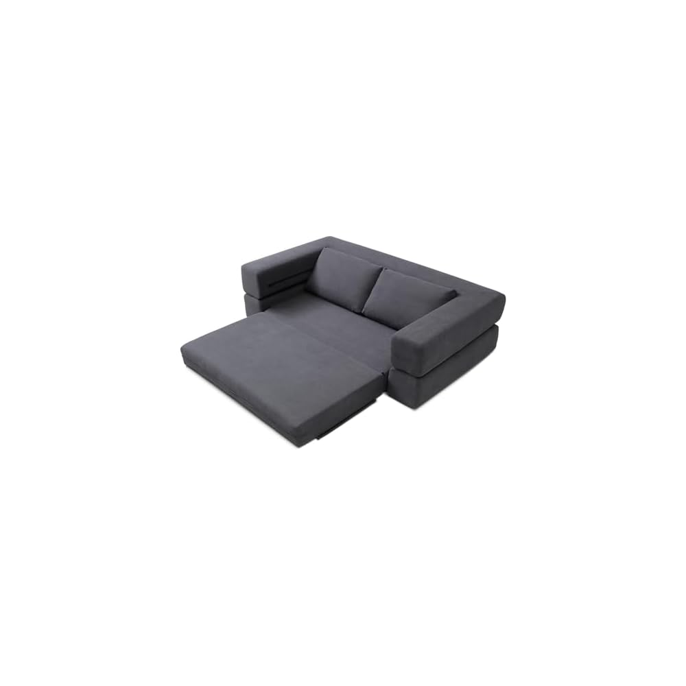 81” Convertible Sleeper Sofa Bed, High Back Plush Corduroy Boneless Futon Loveseat with Pull Out Bed, Folding Floor Mattress Couch, No Assembly Required (Gray)