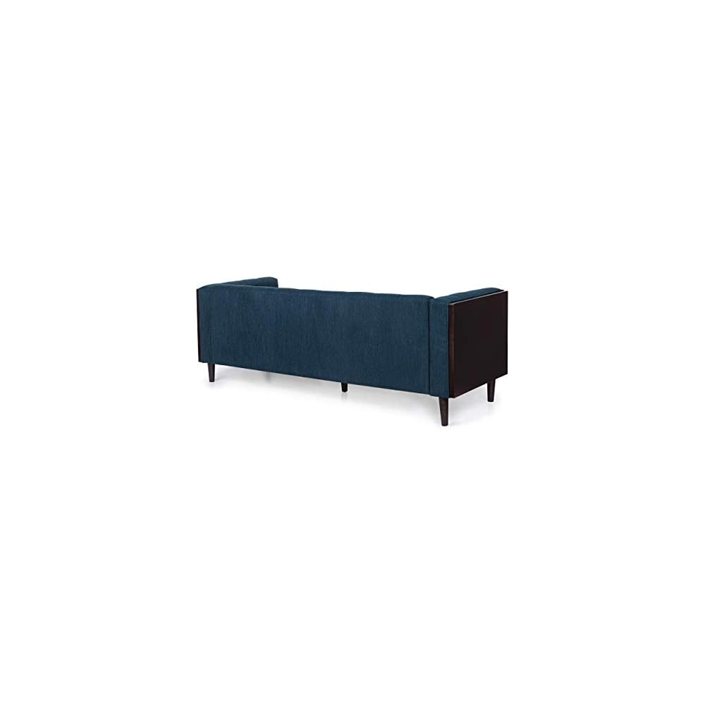 McLarnan Tufted 3 Seater Sofa - Navy Blue/Brown