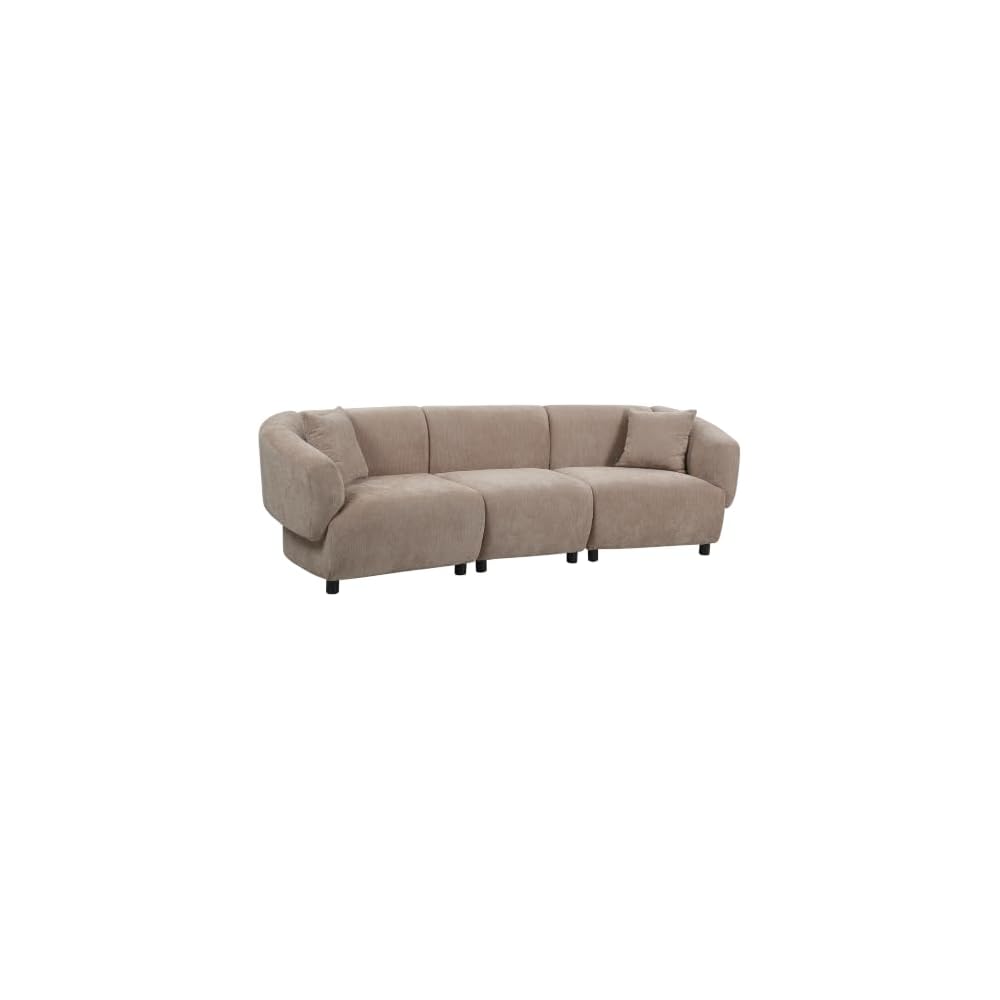Obito Fabric Upholstered 3-Seater Sofa, Modern Home Sofa Living Room, Wooden Large Upholstered Sofa Couch for Apartment/Home Office, Espresso