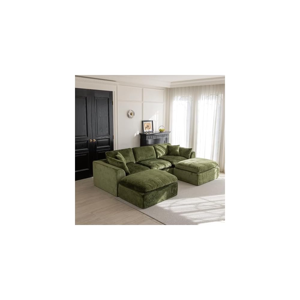 Cloud Sectional Couch for Living Room, Modern L-Shape Sofa with Back Cushion, Oversized Convertible Deep Chenille Seater Modular Couches