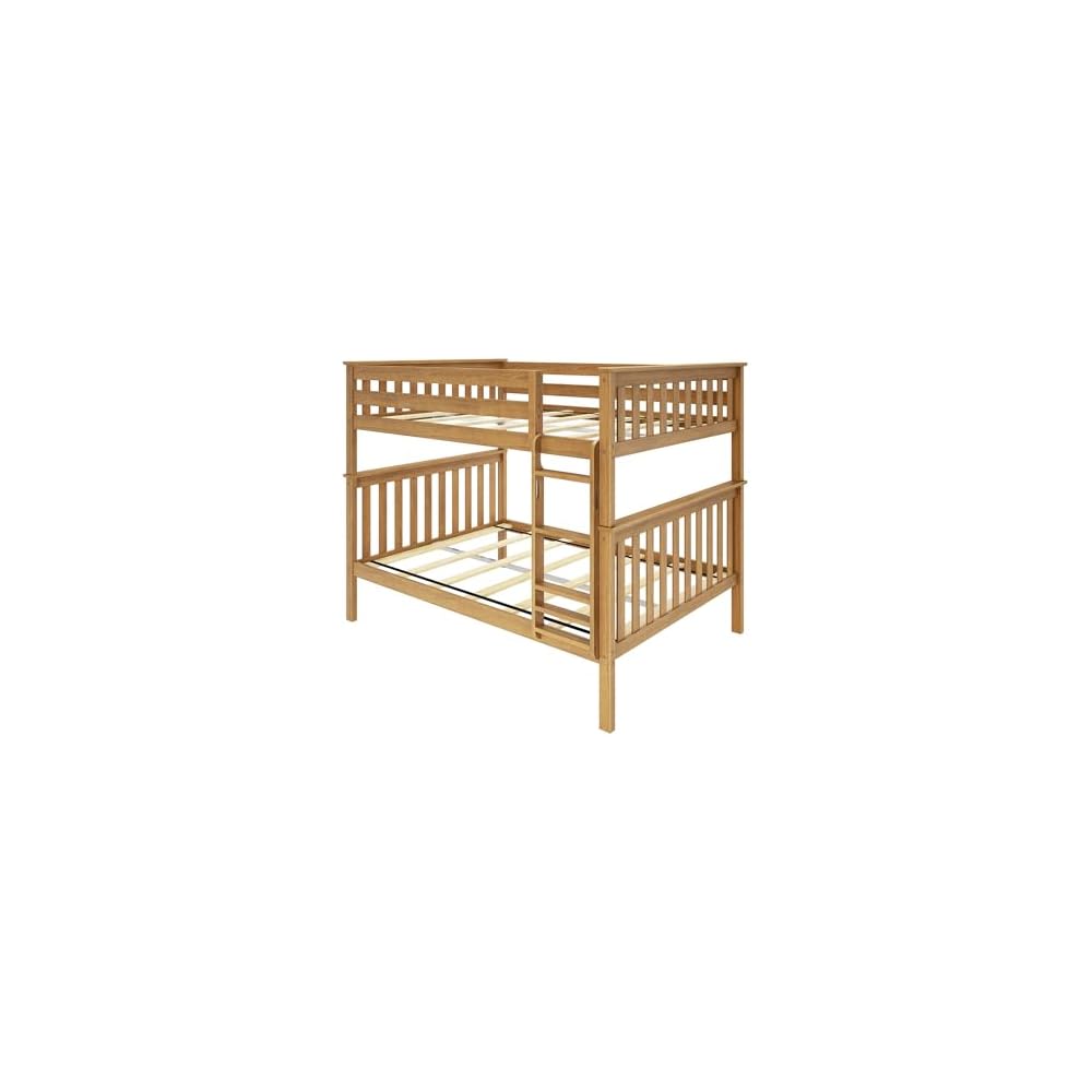 Full Over Full Bunk Bed with Ladder, Pecan