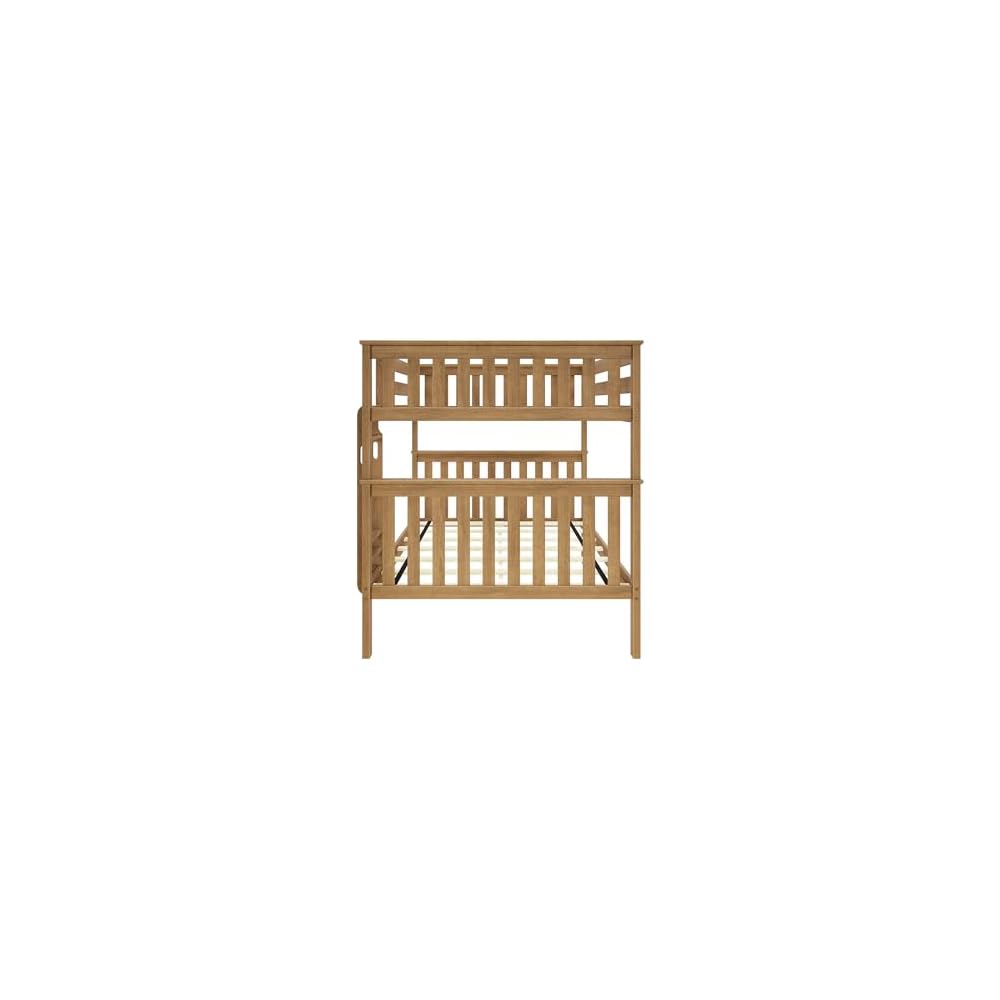 Full Over Full Bunk Bed with Ladder, Pecan