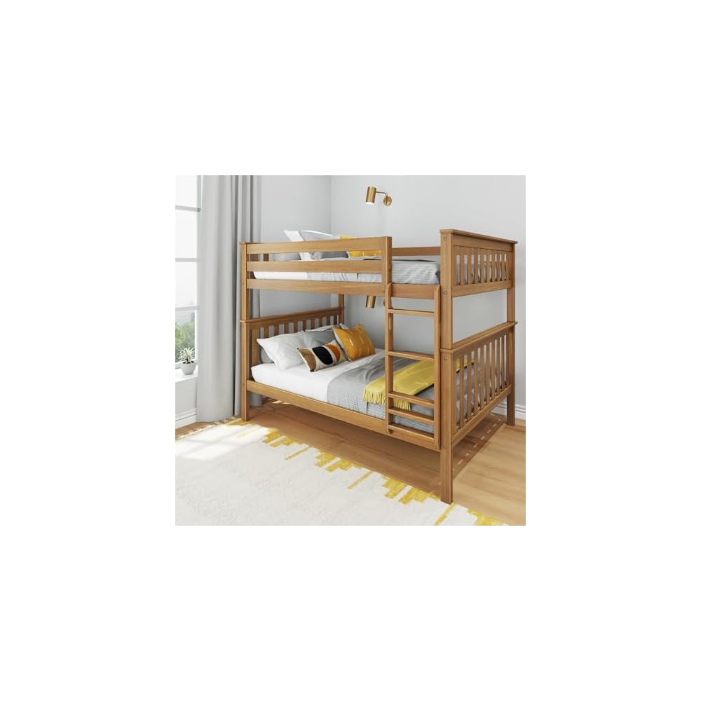 Full Over Full Bunk Bed with Ladder, Pecan