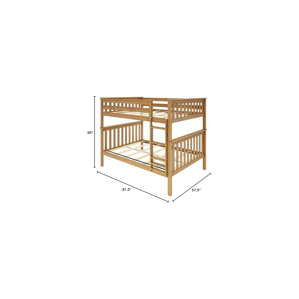 Full Over Full Bunk Bed with Ladder, Pecan