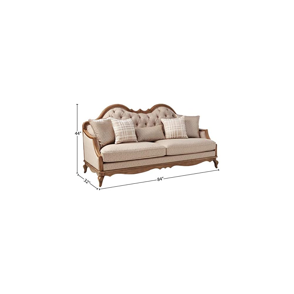 Chelmsford Sofa w/5 Pillows - 56050 - Beige Fabric & Antique Taupe