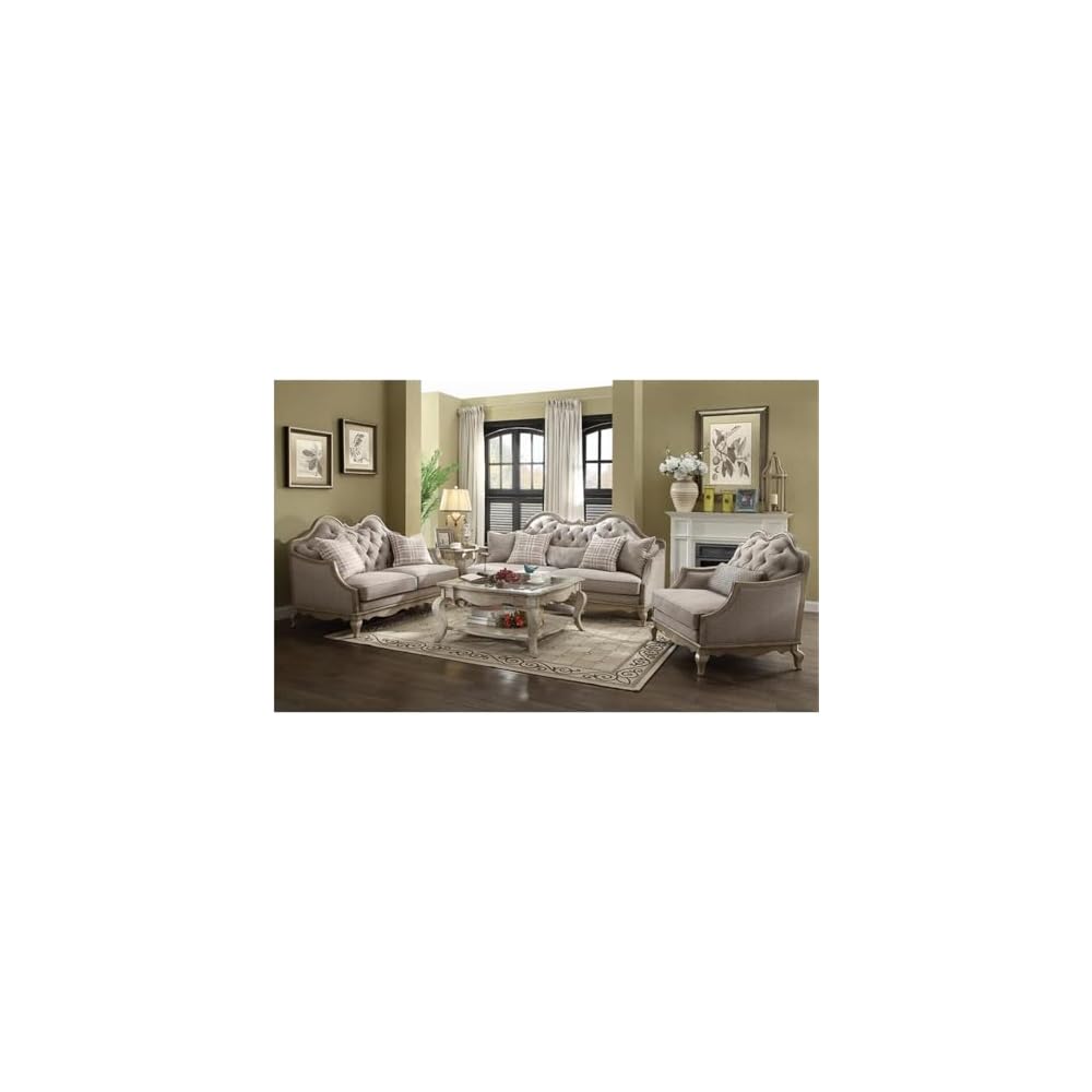 Chelmsford Sofa w/5 Pillows - 56050 - Beige Fabric & Antique Taupe