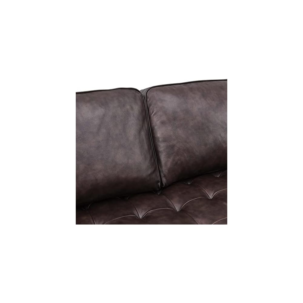 EEI-5873-BRN Valour 98" Leather Sectional Sofa, Brown