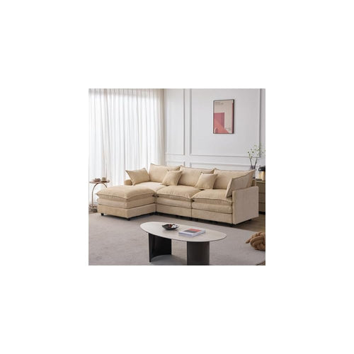 105" Oversized Modular Cloud Sectional Sofa Free Convertible L-Shaped Corner Sectional with Movable Ottoman, Chenille Upholstered Multiple Cushions Cloud Sofa Couches
