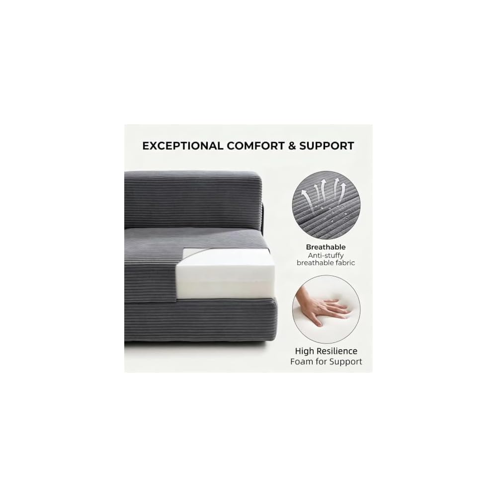 L Shaped Modular Sofa Bed, Modular Sectional Sofa with 8 Movable Cushions