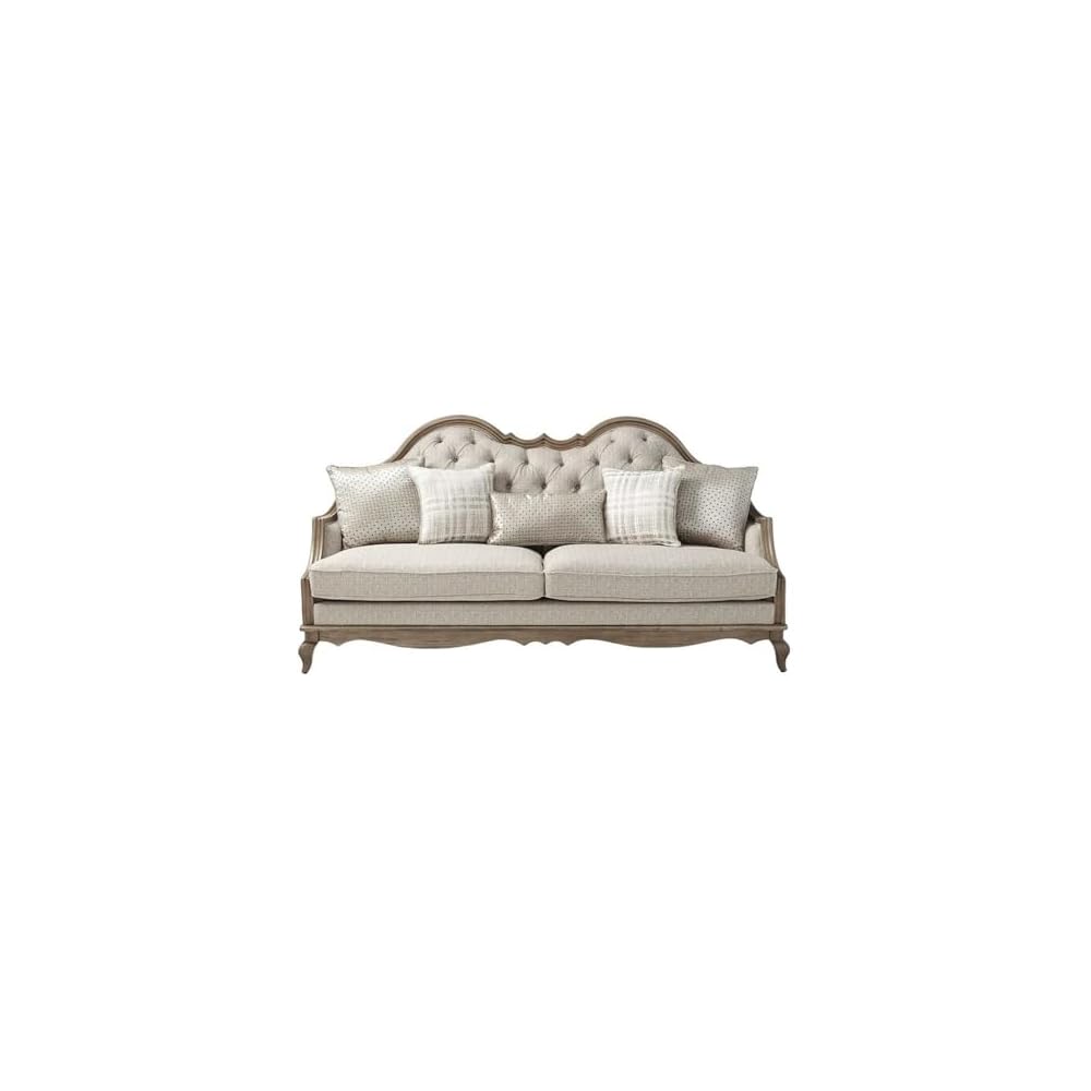 Chelmsford Sofa w/5 Pillows - 56050 - Beige Fabric & Antique Taupe