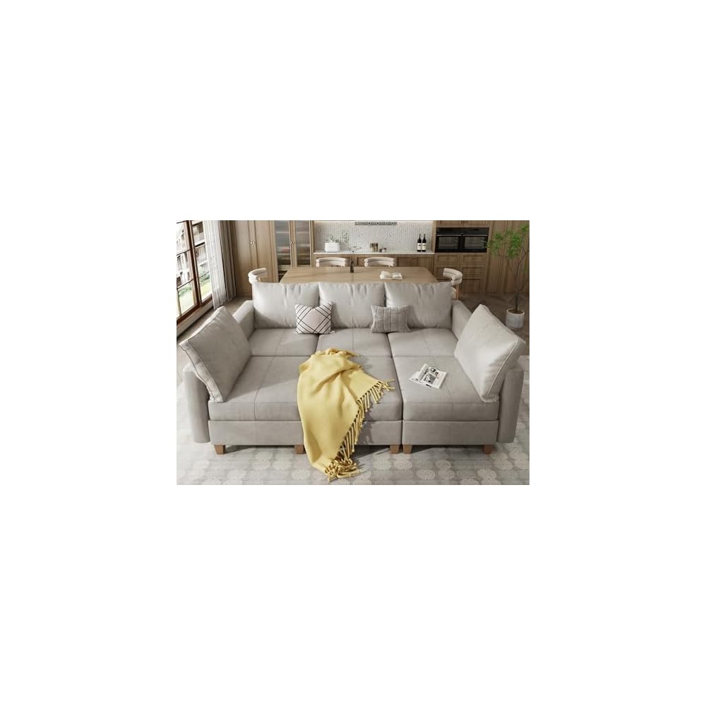 Faux Leather Sectional Sleeper Couch Modular Sofa