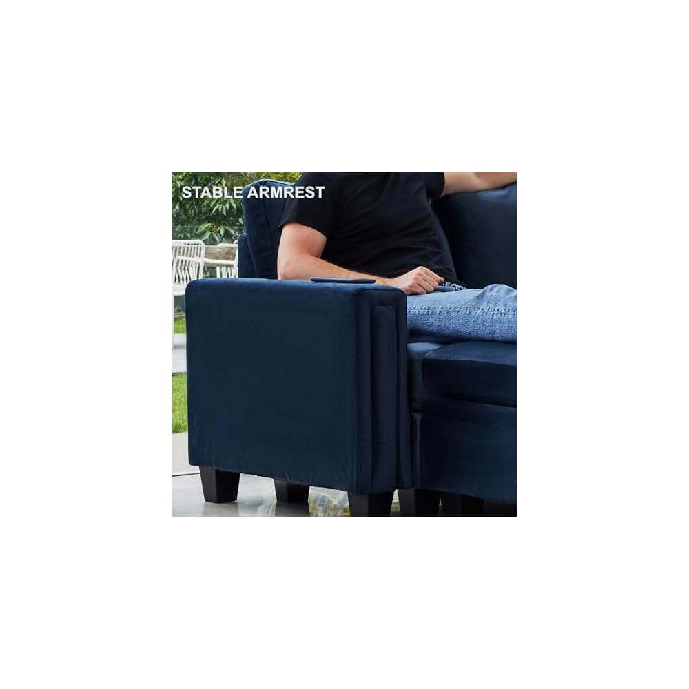 Modular Sectional Sofa U Shaped Sectional Couch with Storage Ottoman Velvet 9-Seater Convertible Sectional Sofa with Chaises Blue