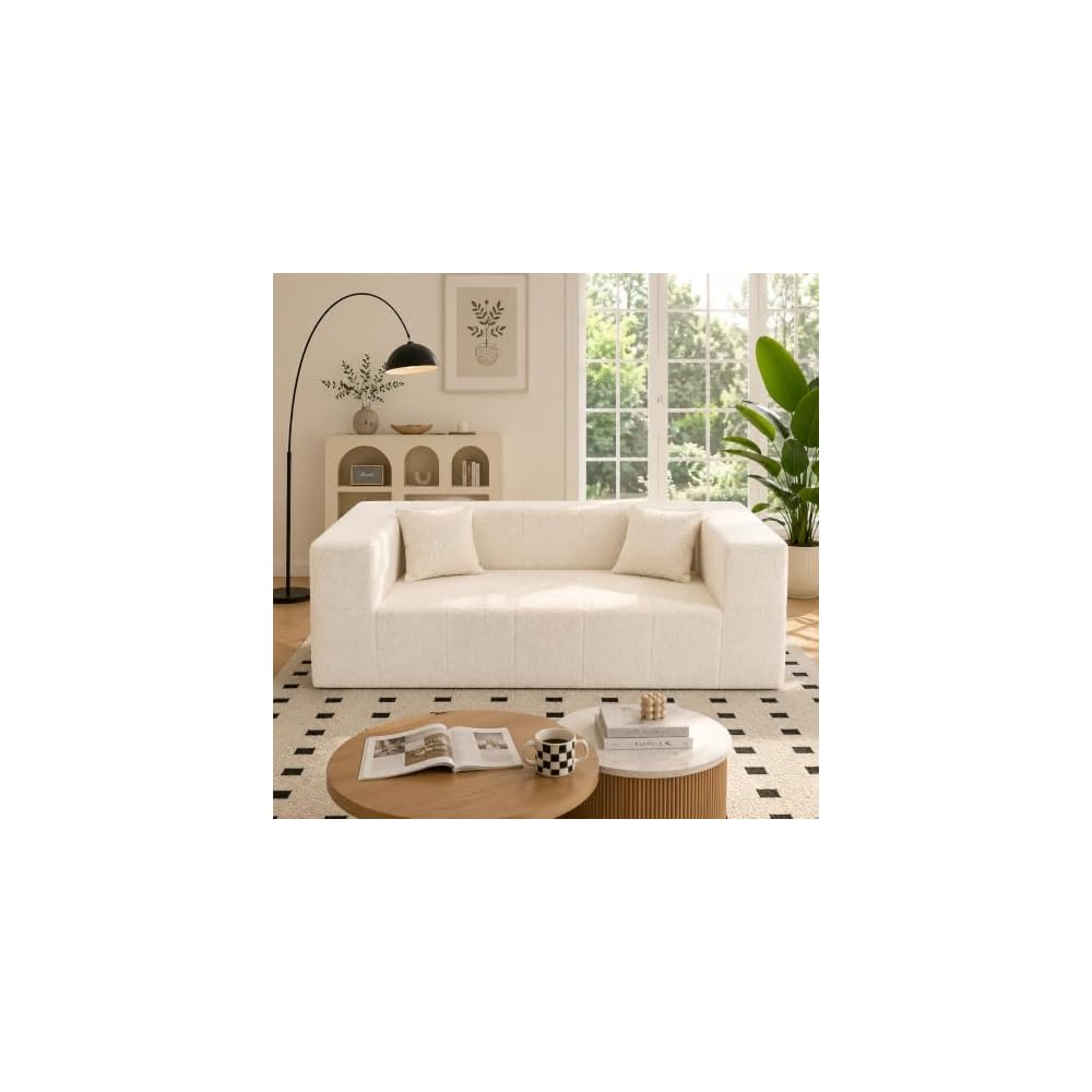 Boneless Loveseat Sofa Small Couch for Bedroom Dorm Beige
