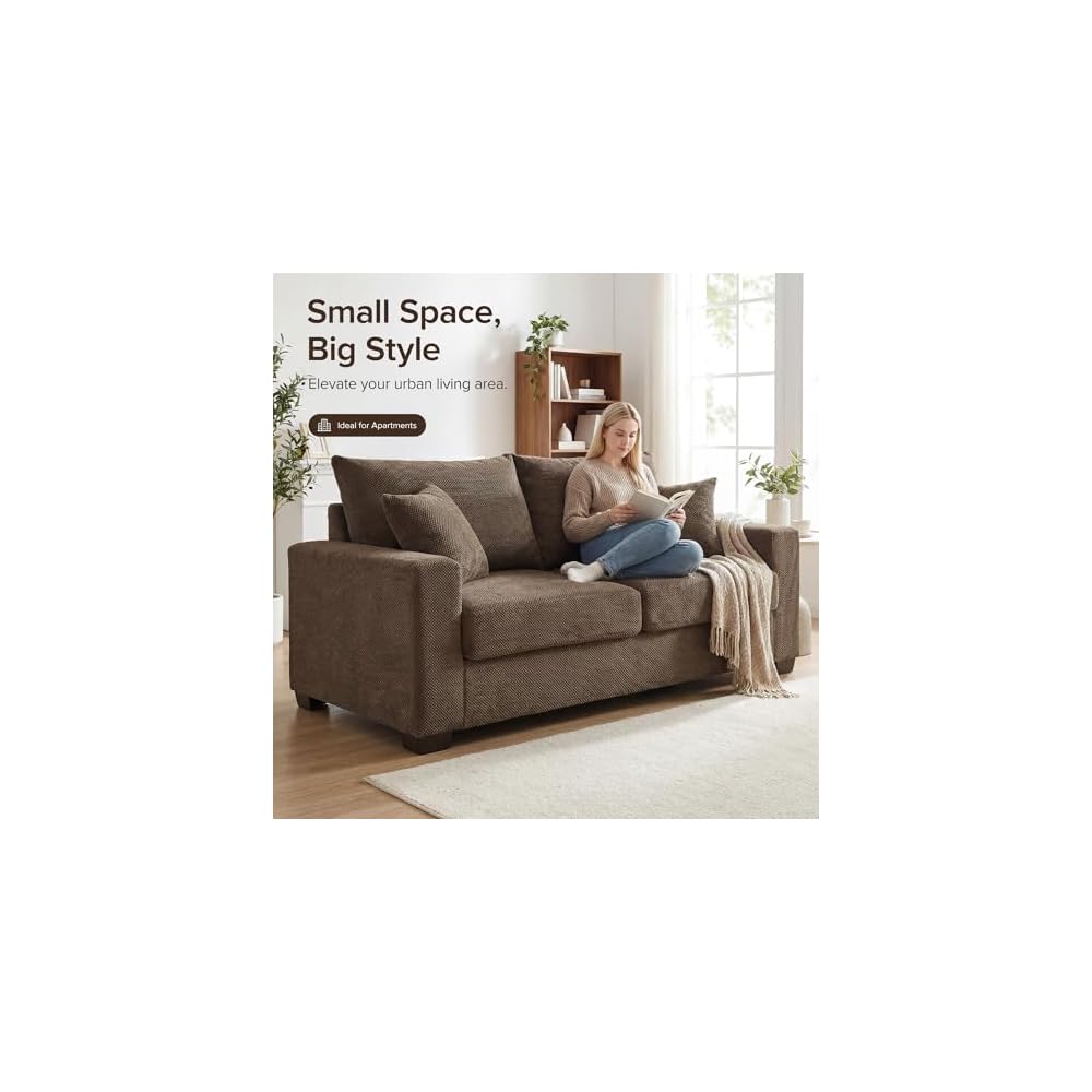 69" Modern Loveseat Sofa, Fabric Upholstered Couch for Living Room