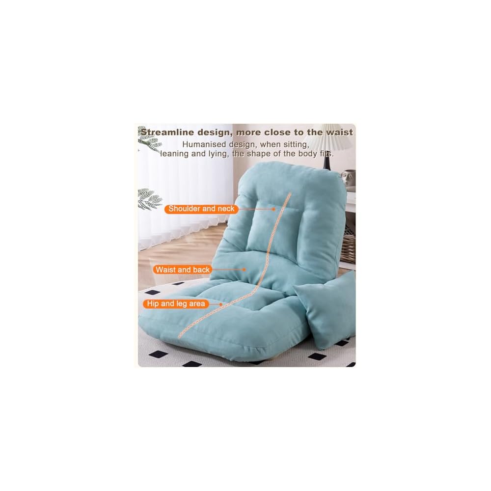 Adjustable Floor Lazy Sofa Chair,Multi-Position Comfy Lazy Floor Sofa Couch,Foldable Gaming Chair with Back Support for Adult (Grey)