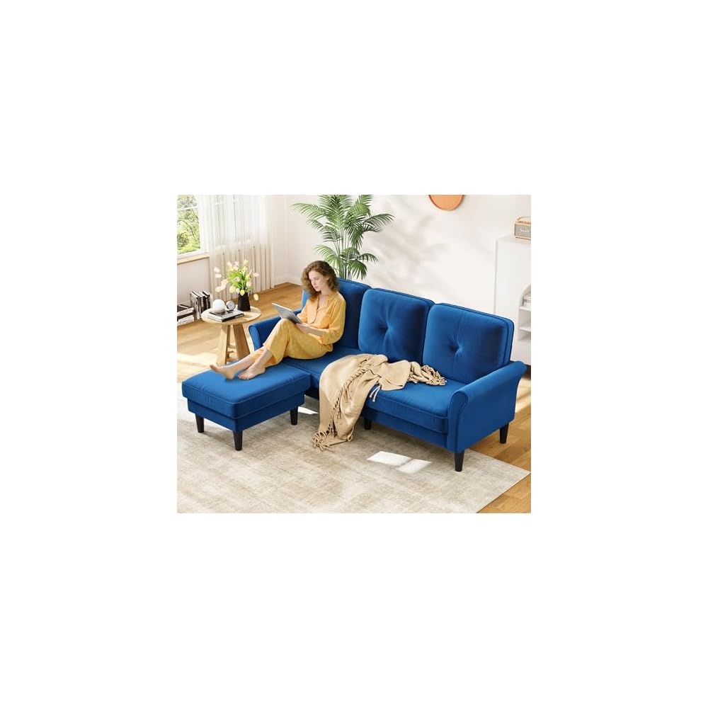 Small Sectional Couch, 83" L Shaped Couch, Modular Sectional Sofa, Blue