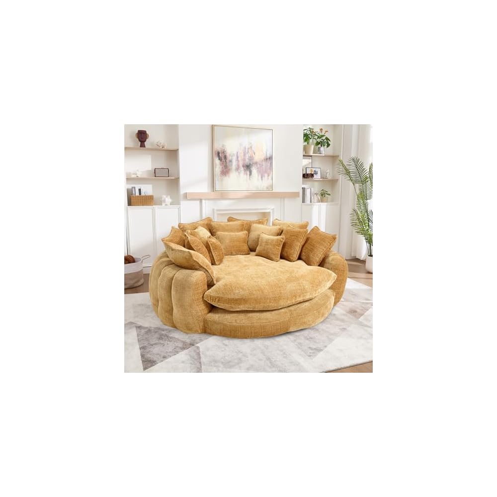 81'' Cloud Couches for Living Room, Circle Round Sofa Bed with 14 Pillows