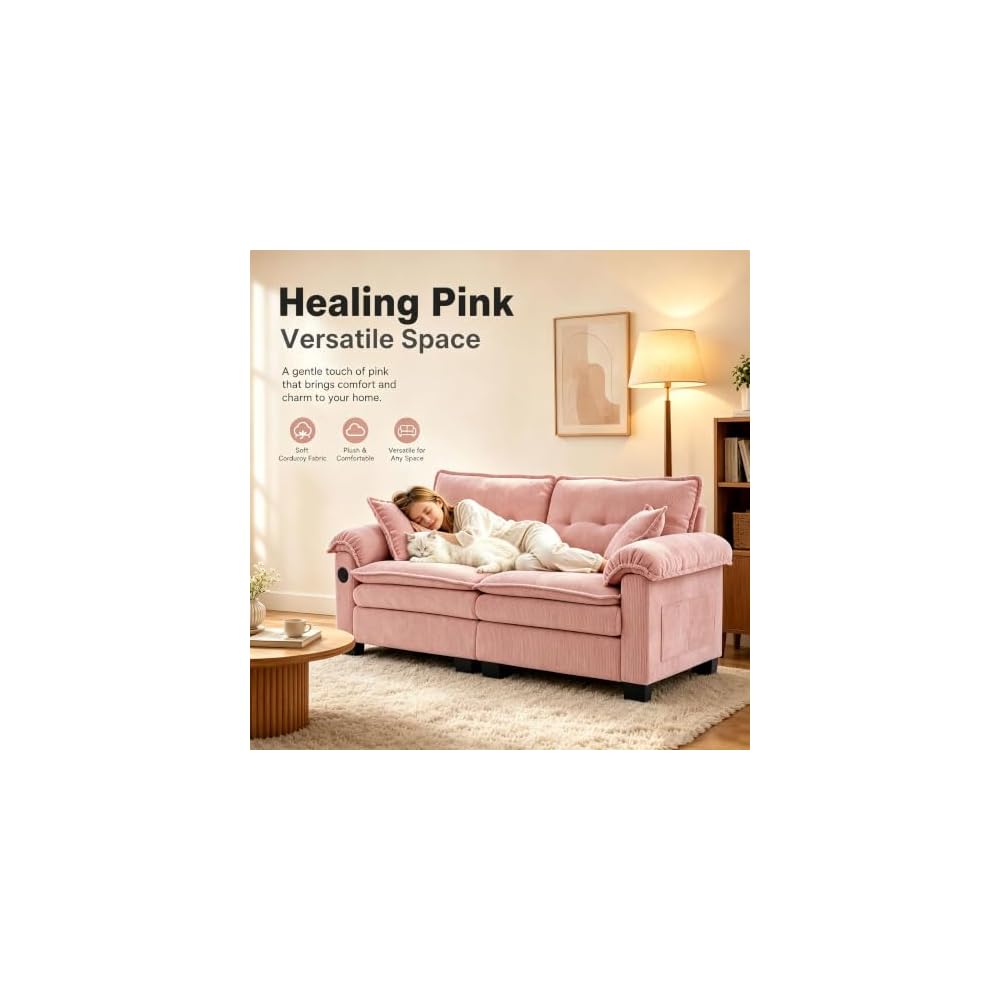 75 Inch Loveseat Sofa, Small Couches for Small Spaces (Pink)