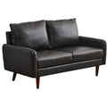 Leather Loveseat Modern Sofa Comfy Couch with Wooden Legs for Living Room,Office - Dark Grey