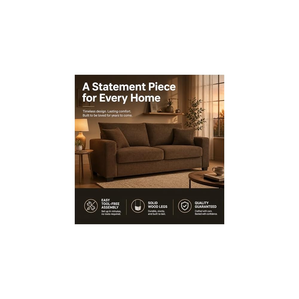 69" Modern Loveseat Sofa, Fabric Upholstered Couch for Living Room