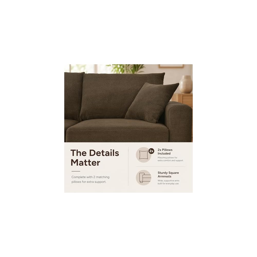 69" Modern Loveseat Sofa, Fabric Upholstered Couch for Living Room
