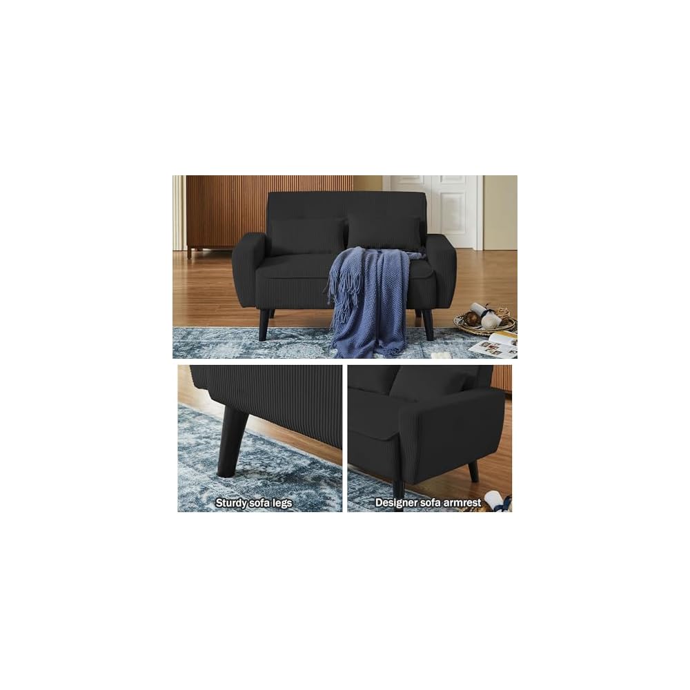 4 Piece Modern Corduroy Sofa Set, L-Shaped Sectional Couch with Storage Ottoman, Loveseat & Single Arm Chair, Side Storage Pockets, Removable Cushions for Living Room Apartment