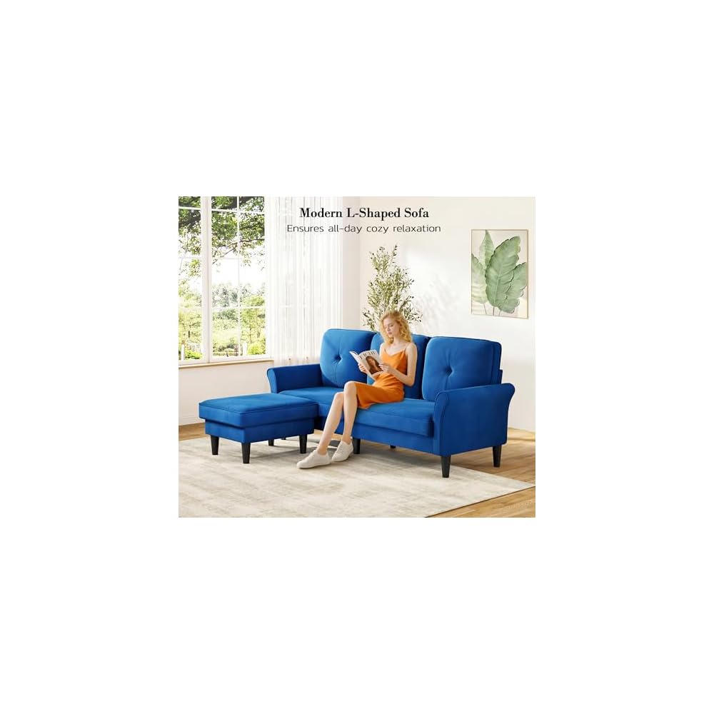 Small Sectional Couch, 83" L Shaped Couch, Modular Sectional Sofa, Blue