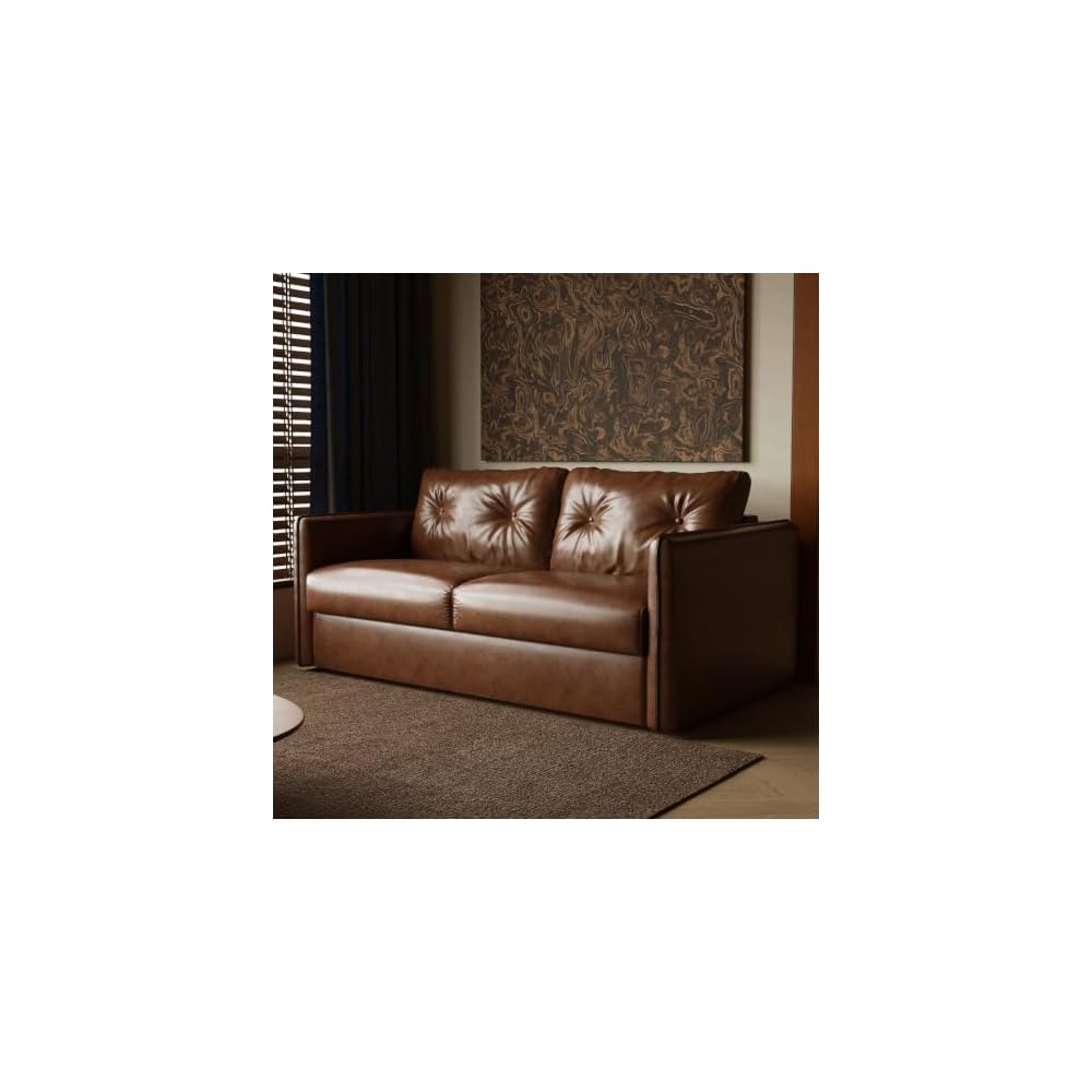 55.9” Convertible Mid Century Morden Pull-Out Sofa Bed, Sleeper Sofa with Storage Chaise, Velvet Upholstered 2-in-1 Sofa Couch, Loveseat for Living Room, Guest Room & Apartment, Brown