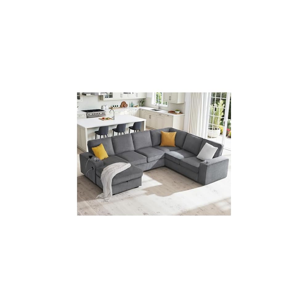 112" Sectional Couch, U Shaped Couch with Storage, Couches for Living Room