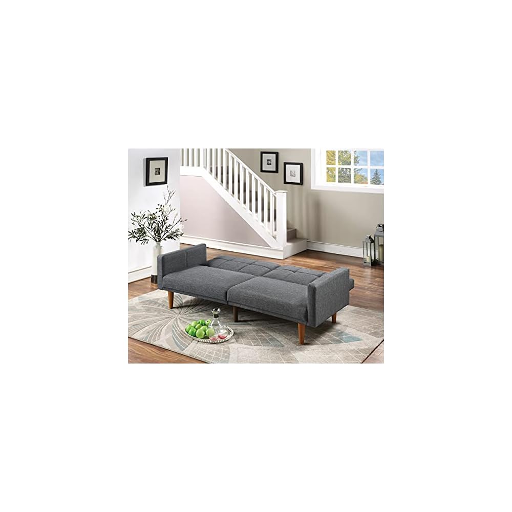 Blue Grey Linen-Like Fabric Adjustable Sofa