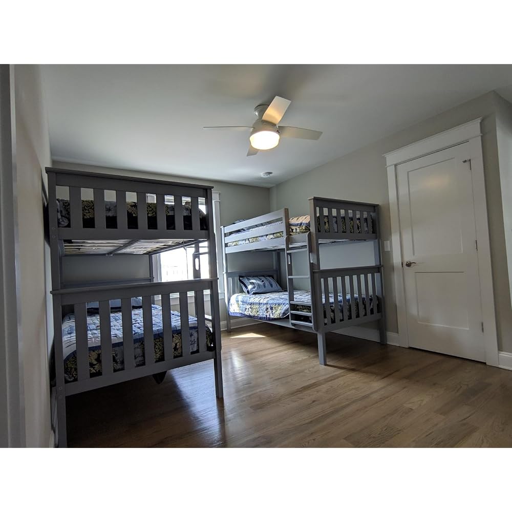 Full Over Full Bunk Bed with Ladder, Pecan