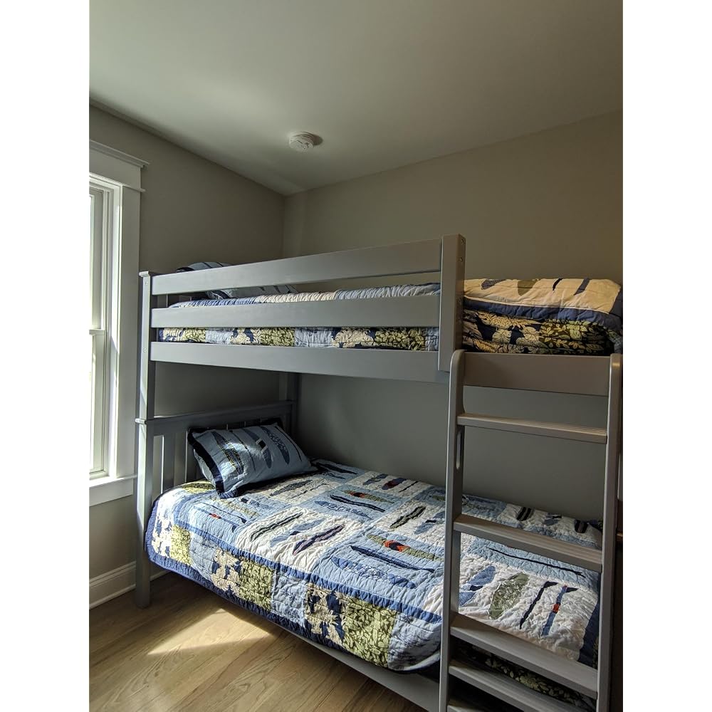 Full Over Full Bunk Bed with Ladder, Pecan