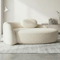 67" Modern Oval Lazy Sofa, Lounge Sofa Indoor with Pillow & Side Armrest, Boucle Fabric Compact Accent Couch Chair, Comfy Loveseat Sleeper for Living Room Bedroom Small Spaces (Beige)