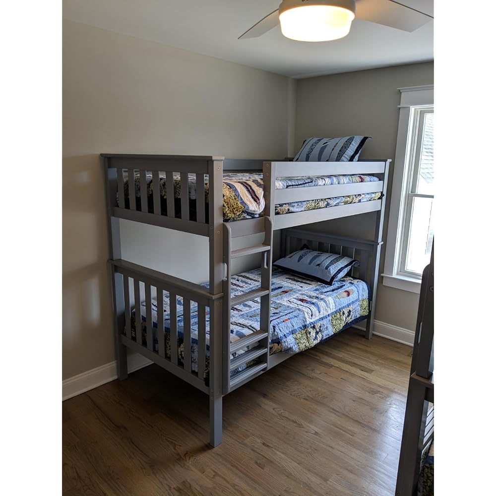 Full Over Full Bunk Bed with Ladder, Pecan