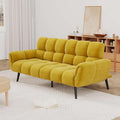 Convertible Futon Sofa Bed, 76.77" Modern Linen Futon Couch, Comfy Sleeper Sofa with Adjustable Backrests, Couch Bed for Small Spaces, Living Room, Bedroom, Apartment, Golden Yellow