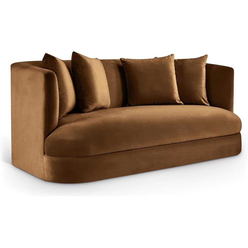 Meridian Furniture 699Saddle-L Alder Collection Modern | Contemporary Loveseat with Ultra Luxe Saddle 460 GSM Velvet, Solid Wood Frame, 66" W x 36" D x 30" H, Saddle