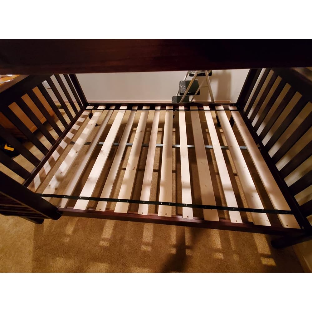 Full Over Full Bunk Bed with Ladder, Pecan