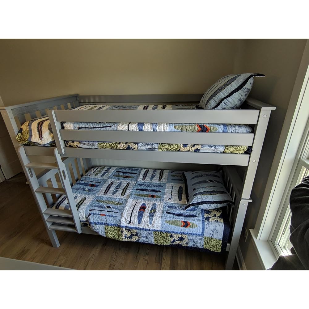 Full Over Full Bunk Bed with Ladder, Pecan