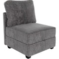 Modular Sectional Sofa, Convertible Couch with Hidden Storage, Side Pockets Tool-Free Assembly, Round-Edge Design, Grey, Armless Single seat